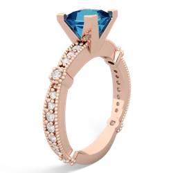 London Topaz Sparkling Tiara 6Mm Princess 14K Rose Gold ring R26296SQ