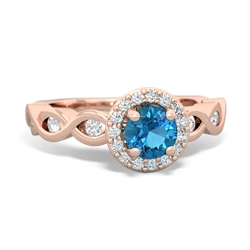 London Topaz Infinity Halo Engagement 14K Rose Gold ring R26315RH