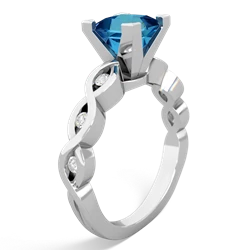 London Topaz Infinity 6Mm Princess Engagement 14K White Gold ring R26316SQ
