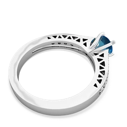 London Topaz Art Deco Engagement 5Mm Round 14K White Gold ring R26355RD