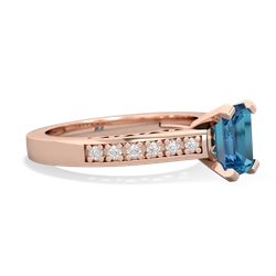 London Topaz Art Deco Engagement 7X5mm Emerald-Cut 14K Rose Gold ring R26357EM