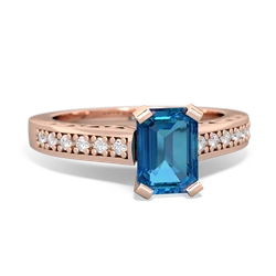 London Topaz Art Deco Engagement 7X5mm Emerald-Cut 14K Rose Gold ring R26357EM