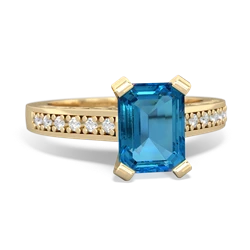 London Topaz Art Deco Engagement 8X6mm Emerald-Cut 14K Yellow Gold ring R26358EM