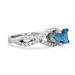 London Topaz Diamond Twist 5Mm Square Engagment  14K White Gold ring R26405SQ