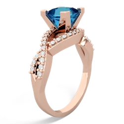 London Topaz Diamond Twist 6Mm Princess Engagment  14K Rose Gold ring R26406SQ