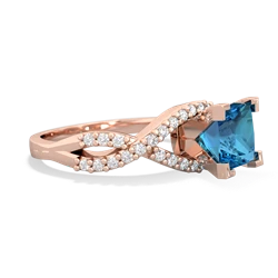 London Topaz Diamond Twist 6Mm Princess Engagment  14K Rose Gold ring R26406SQ