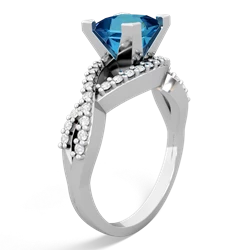 London Topaz Diamond Twist 6Mm Princess Engagment  14K White Gold ring R26406SQ