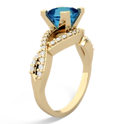 London Topaz Diamond Twist 6Mm Princess Engagment  14K Yellow Gold ring R26406SQ