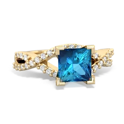 London Topaz Diamond Twist 6Mm Princess Engagment  14K Yellow Gold ring R26406SQ