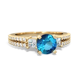 London Topaz Classic 6Mm Round Engagement 14K Yellow Gold ring R26436RD