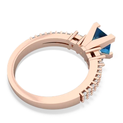 London Topaz Classic 6Mm Princess Engagement 14K Rose Gold ring R26436SQ