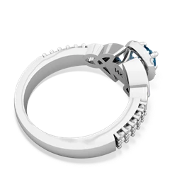 London Topaz Celtic Knot Halo 14K White Gold ring R26445RH