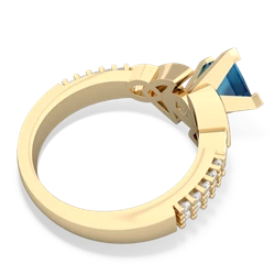 London Topaz Celtic Knot 6Mm Princess Engagement 14K Yellow Gold ring R26446SQ