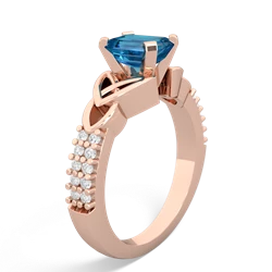 London Topaz Celtic Knot 7X5 Emerald-Cut Engagement 14K Rose Gold ring R26447EM