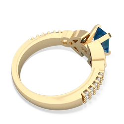 London Topaz Celtic Knot 7X5 Emerald-Cut Engagement 14K Yellow Gold ring R26447EM
