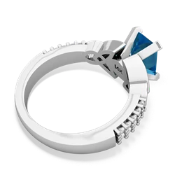 London Topaz Celtic Knot 8X6 Emerald-Cut Engagement 14K White Gold ring R26448EM