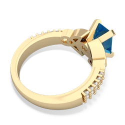 London Topaz Celtic Knot 8X6 Emerald-Cut Engagement 14K Yellow Gold ring R26448EM