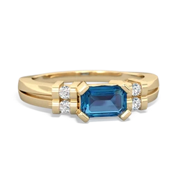 London Topaz Art Deco East-West 14K Yellow Gold ring R2590