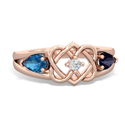 London Topaz Hearts Intertwined 14K Rose Gold ring R5880