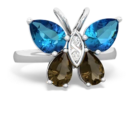 London Topaz Butterfly 14K White Gold ring R2215