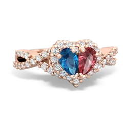 London Topaz Diamond Twist 'One Heart' 14K Rose Gold ring R2640HRT