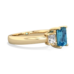 London Topaz Three Stone Emerald-Cut Trellis 14K Yellow Gold ring R4021