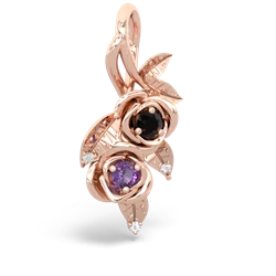 Onyx Rose Vine 14K Rose Gold pendant P5680