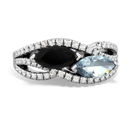 Onyx Diamond Rivers 14K White Gold ring R3070