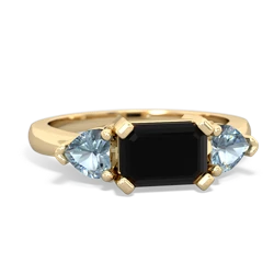 Onyx Three Stone 14K Yellow Gold ring R5235