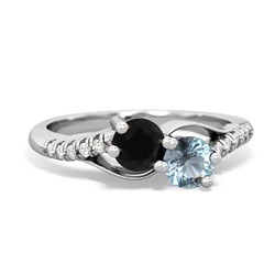 Onyx Infinity Pave Two Stone 14K White Gold ring R5285