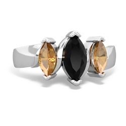 Onyx Three Peeks 14K White Gold ring R2433