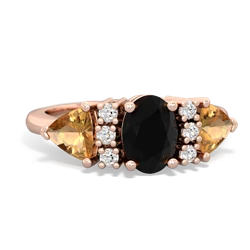 Onyx Antique Style Three Stone 14K Rose Gold ring R2186