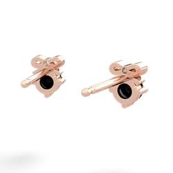 Onyx Diamond Bows 14K Rose Gold earrings E7002