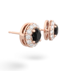 Onyx Diamond Halo 14K Rose Gold earrings E5370