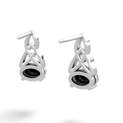 Onyx Celtic Trinity Knot 14K White Gold earrings E2389