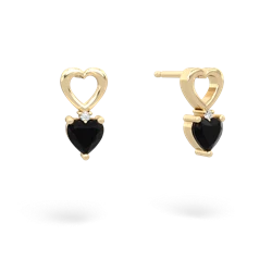 Onyx Four Hearts 14K Yellow Gold earrings E2558