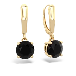 Onyx 8Mm Round Lever Back 14K Yellow Gold earrings E2788