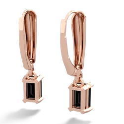 Onyx 6X4mm Emerald-Cut Lever Back 14K Rose Gold earrings E2855