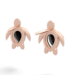 Onyx Baby Sea Turtle 14K Rose Gold earrings E5241