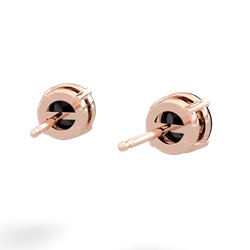 Onyx 6Mm Round Stud 14K Rose Gold earrings E1786