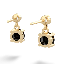 Onyx Diamond Drop 6Mm Round 14K Yellow Gold earrings E1986
