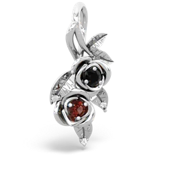 Onyx Rose Vine 14K White Gold pendant P5680