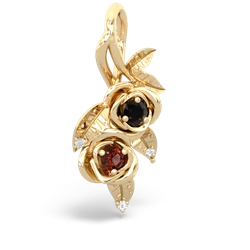 Onyx Rose Vine 14K Yellow Gold pendant P5680