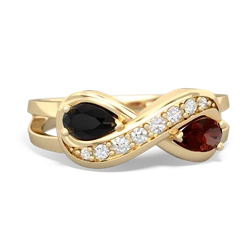 Onyx Diamond Infinity 14K Yellow Gold ring R5390