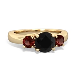 Onyx Three Stone Round Trellis 14K Yellow Gold ring R4018