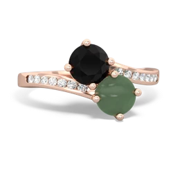 Onyx Channel Set Two Stone 14K Rose Gold ring R5303