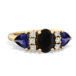 Onyx Antique Style Three Stone 14K Yellow Gold ring R2186