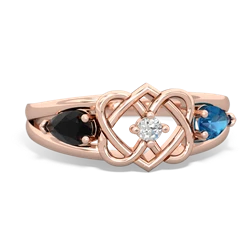 Onyx Hearts Intertwined 14K Rose Gold ring R5880