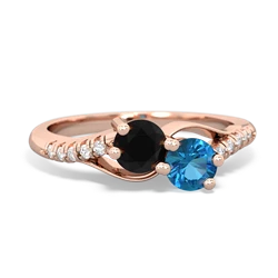 Onyx Infinity Pave Two Stone 14K Rose Gold ring R5285