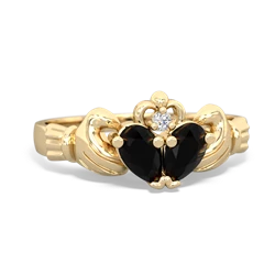 Onyx 'Our Heart' Claddagh 14K Yellow Gold ring R2388